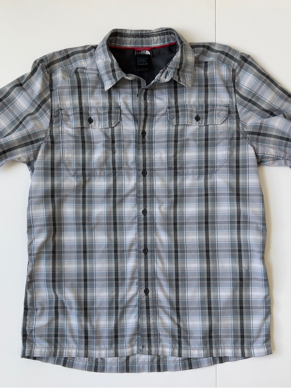 The North Face Gray Plaid Short-Sleeve Button Shirt